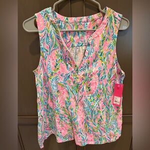 NWT Dev Lilly Pulitzer Pink and Blue Knit Top size L